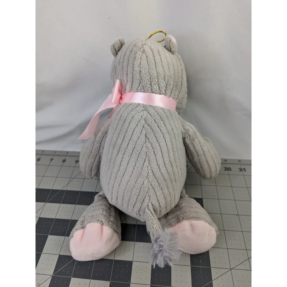 Burton Gray Hippo‎ Plush 12 Inch Pink Bow Stuffed Animal Toy